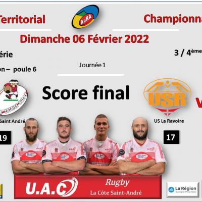 Affiche match exterieur seniors 2021 2022 phase 2 score final 06 02 2022