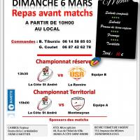 Affiche matvh du 06 03 2022 repas avant match format a3 test logos ancien