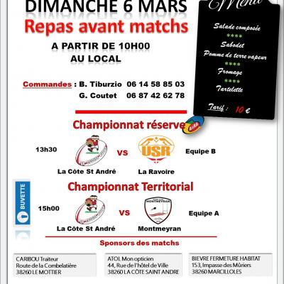 Affiche matvh du 06 03 2022 repas avant match format a3 test logos ancien