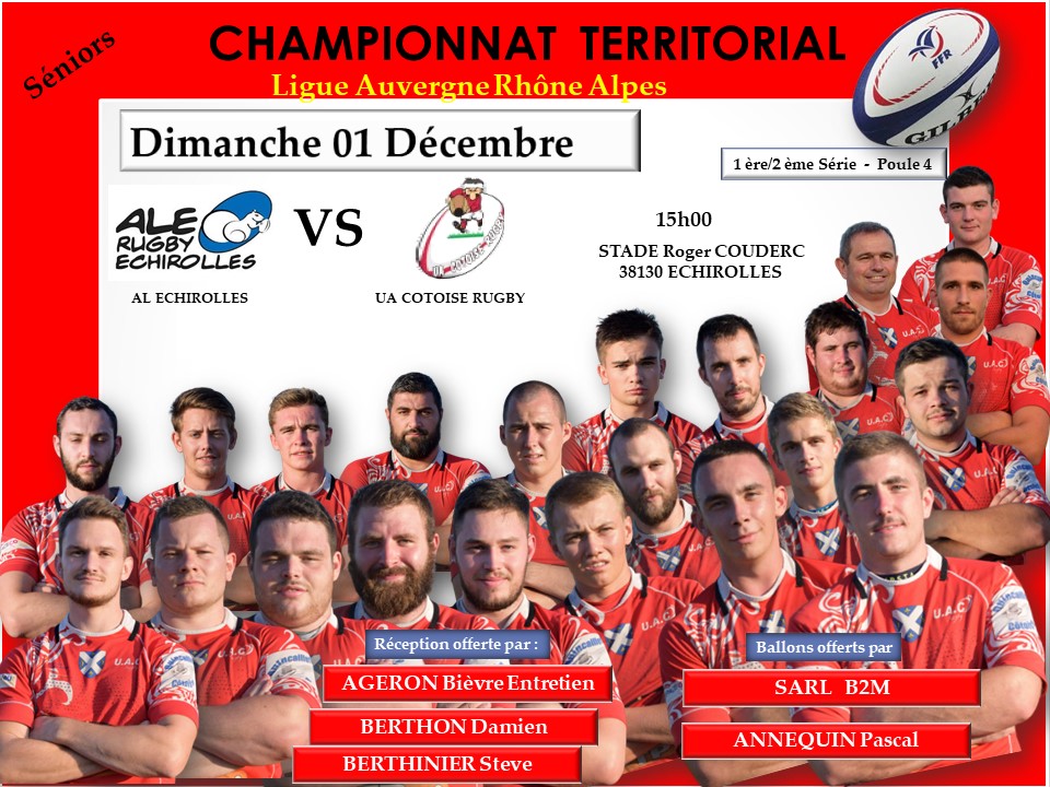 Affiche match al echirolles vs uac 01 decembre 2019