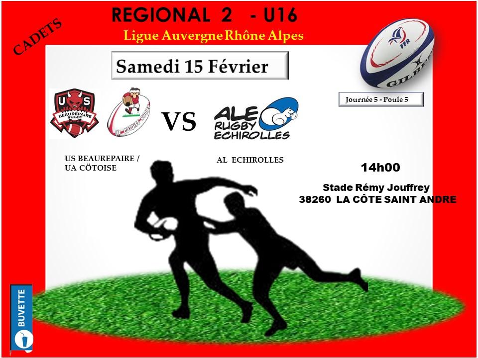 Affiche match cadet usb uac vs al echirolles le 15 fevrier 2020