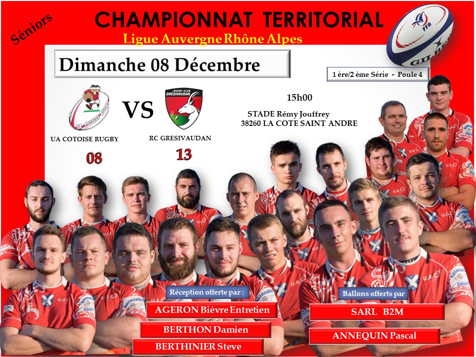 Affiche match uac vs rc gresivaudan 08 decembre 2020