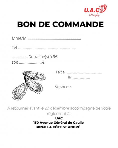 Bon de commande huitres decembre 2023