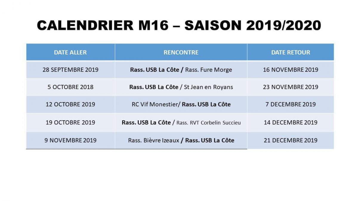 Calendrier m16