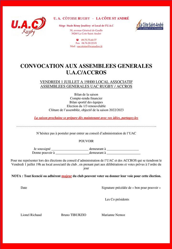 Convocation diffusion assemblee generale 2022