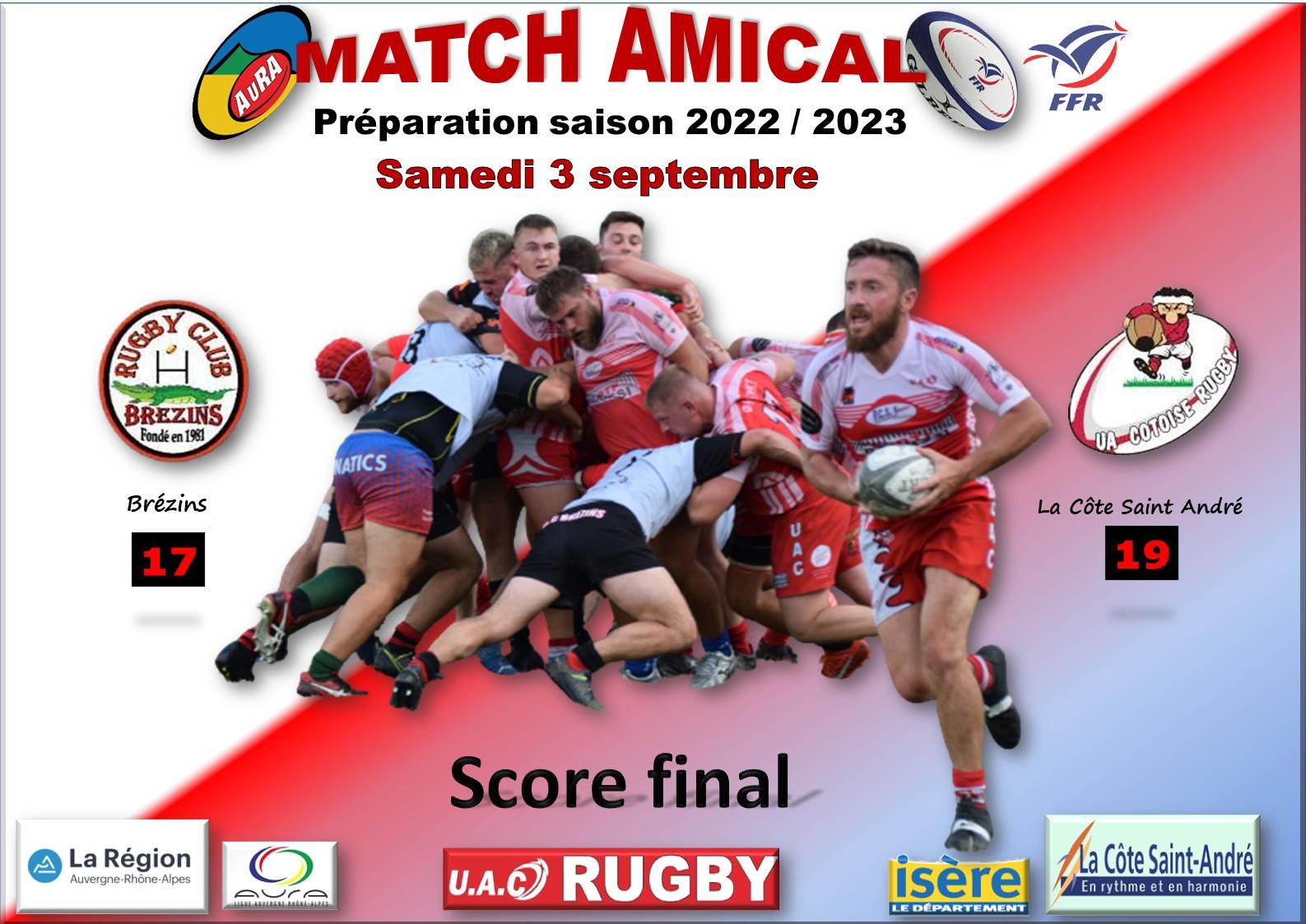 Match amical du 3 septembre 2022 score final