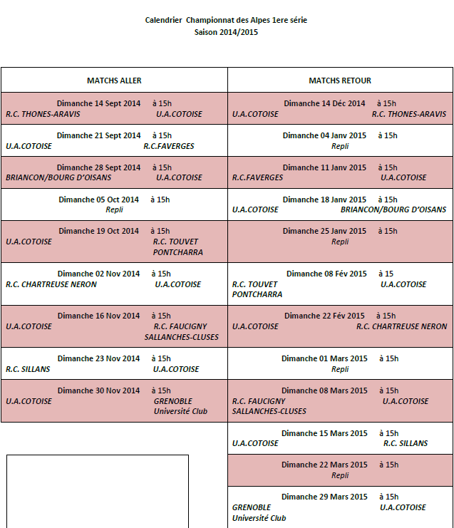 Programme championnat des alpes saison 2014 2015